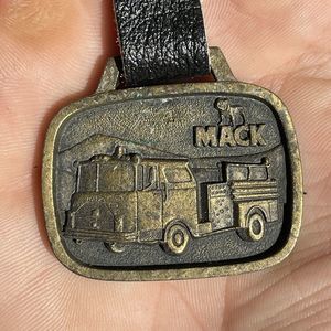 Vintage Mack Pumper Fire Department Truck Brass Pocket Watch Fob